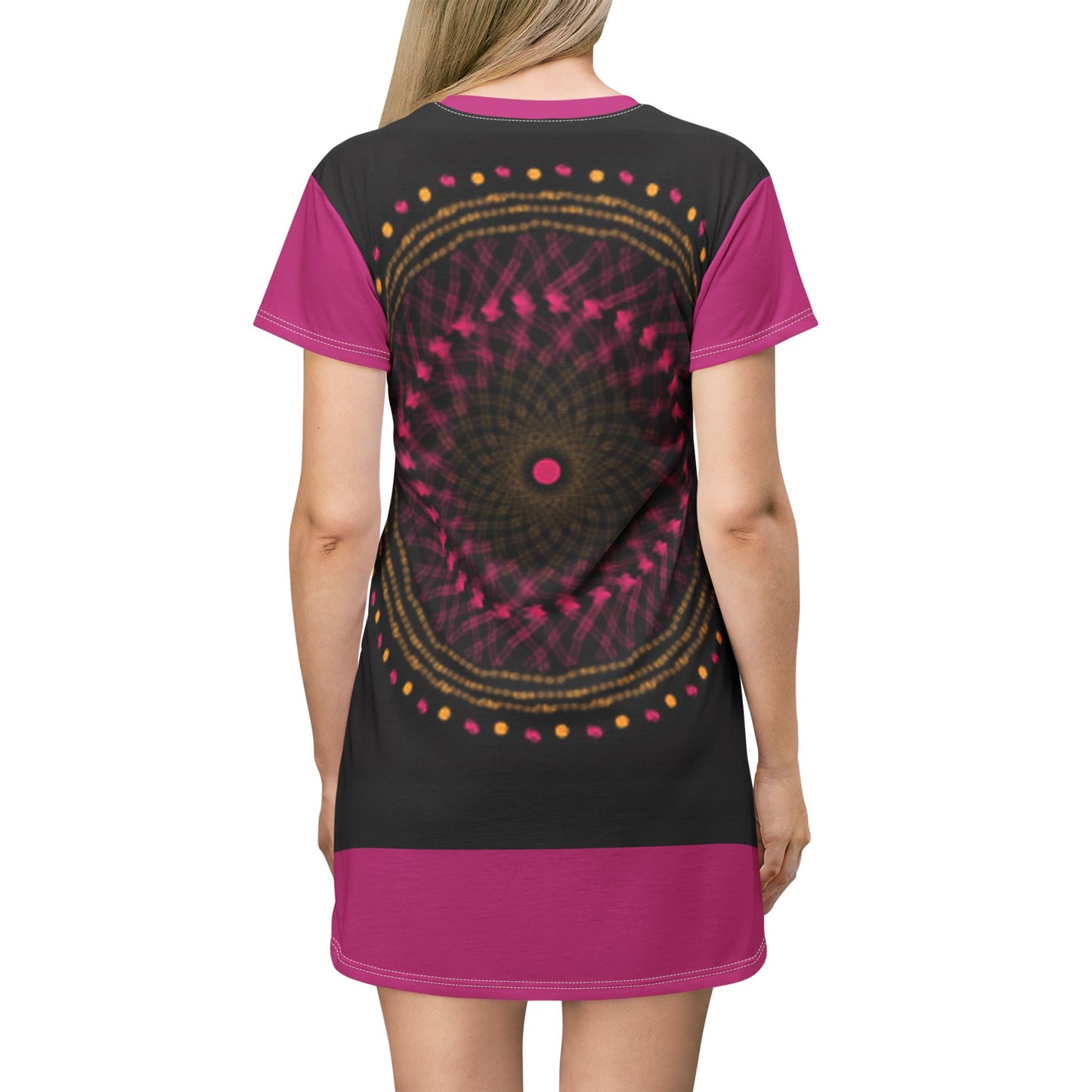Vibrant Mandala T-Shirt Dress, Boho Chic Style, Casual Summer Dress, Festival Wear, Unique Graphic Dress, Gift for Her