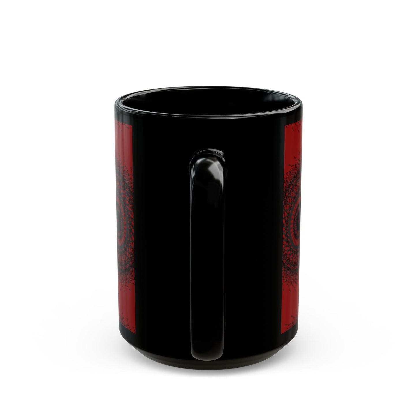 Red Mandala Black Mug - Artistic Tea/Coffee Cup for Home & Office