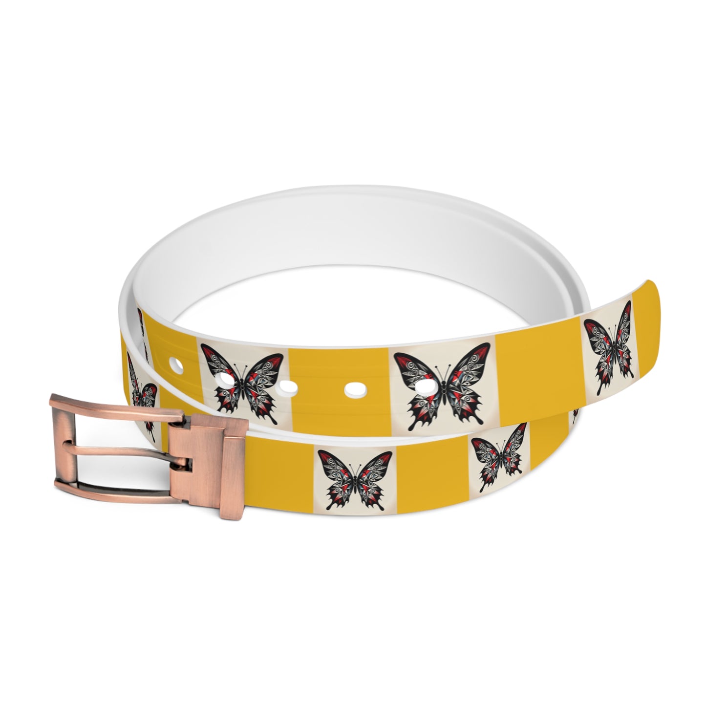 Butterfly Print Belt, Stylish Fashion Accessory, Vegan Leather Adjustable Belt for Women, Unique Gift for Her, Boho Chic Style