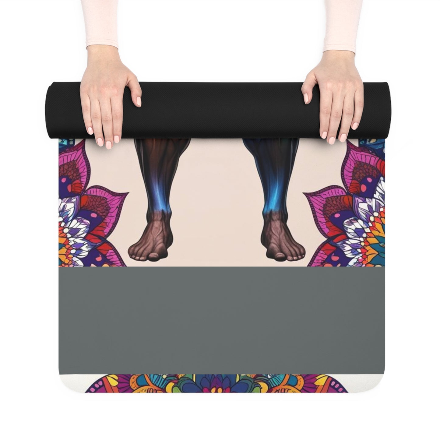 Vibrant Rubber Yoga Mat with Mandala Design, Perfect for Home Workouts, Fitness Gifts, Mindfulness, Yoga Studios, Meditation