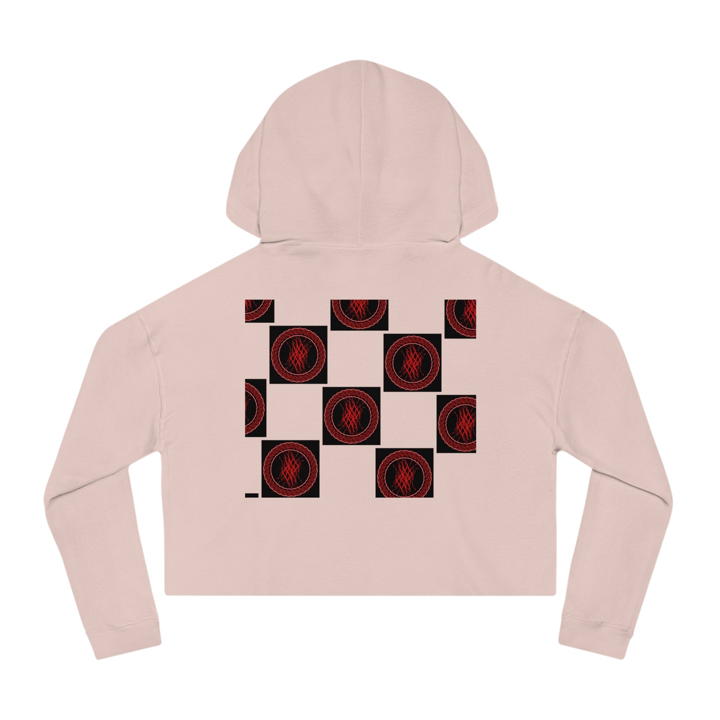 Chic Women's Cropped Hoodie with Abstract Red Design, Stylish Streetwear, Trendy Layering Piece, Perfect Gift for Her, Cozy Casual Wear