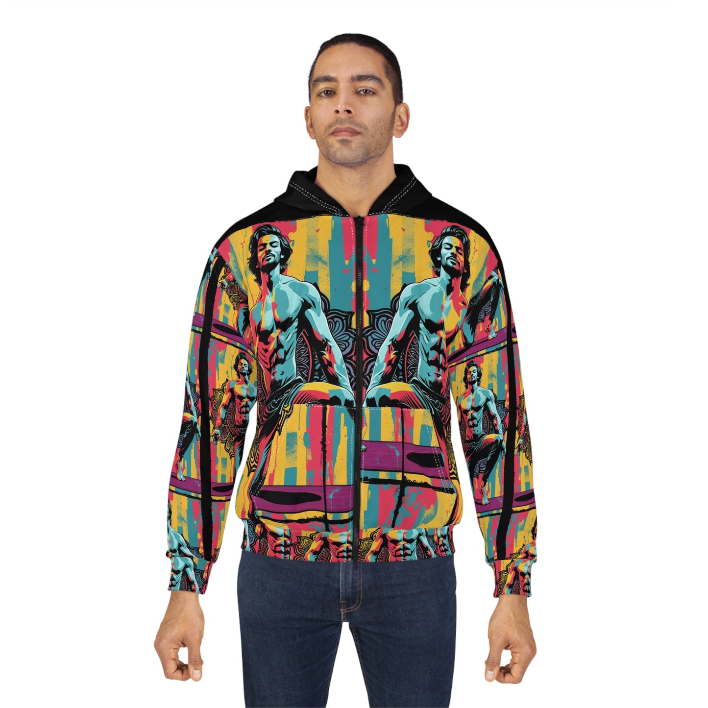 Vibrant Artistic Unisex Zip Hoodie, Colorful Zip Up, Comfortable Wear, Gift for Art Lovers, Casual Streetwear, Unique Fashion Statement