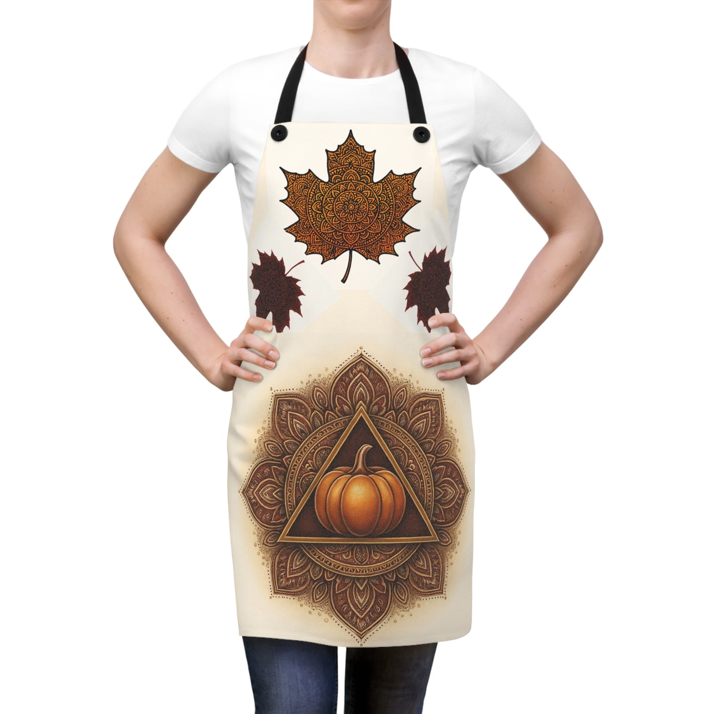 Fall-Themed Apron, Cozy Cooking Apron, Pumpkin Design Apron, Thanksgiving Gift for Chefs, Autumn Kitchen Accessory, AOP Apron