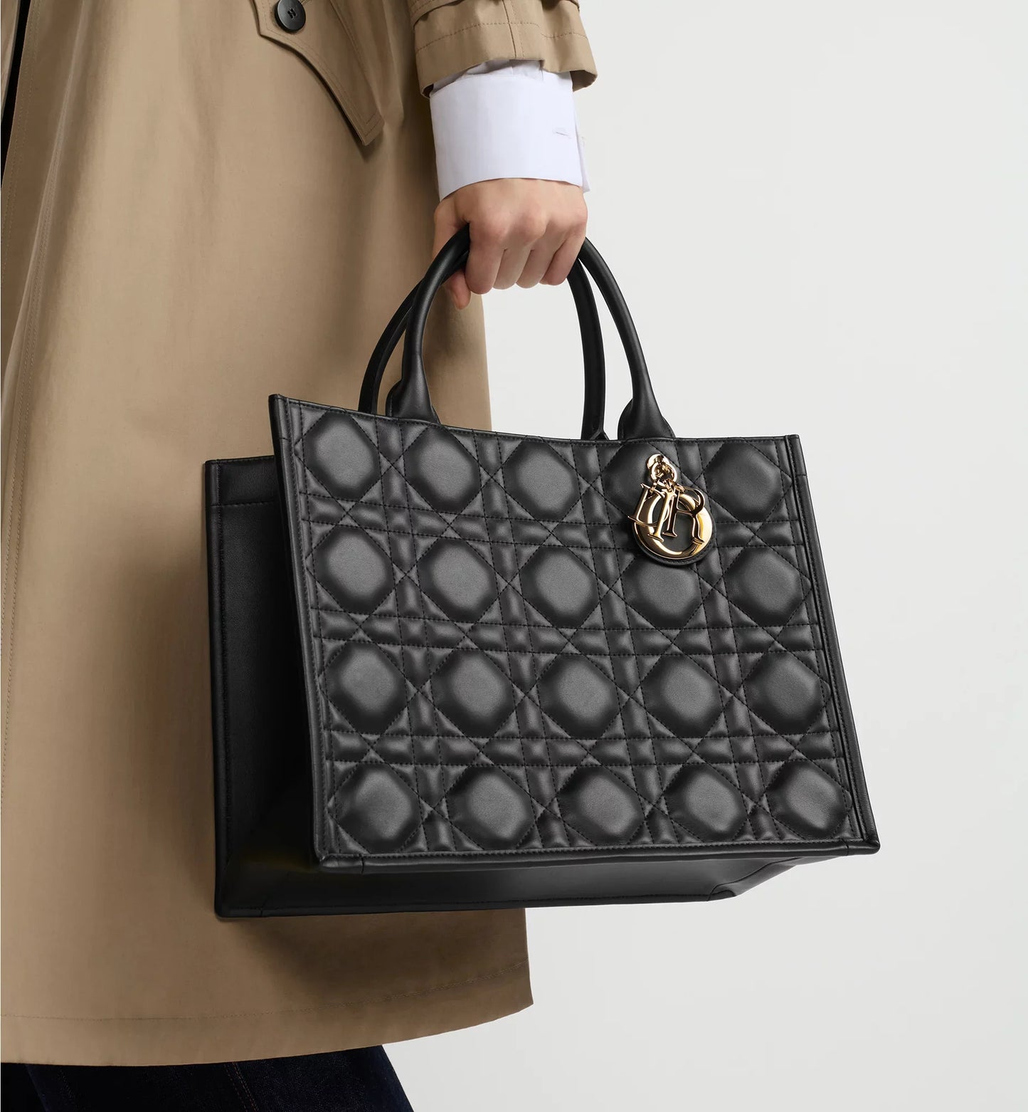 Medium Dior Book Tote Black Macrocannage Calfskin