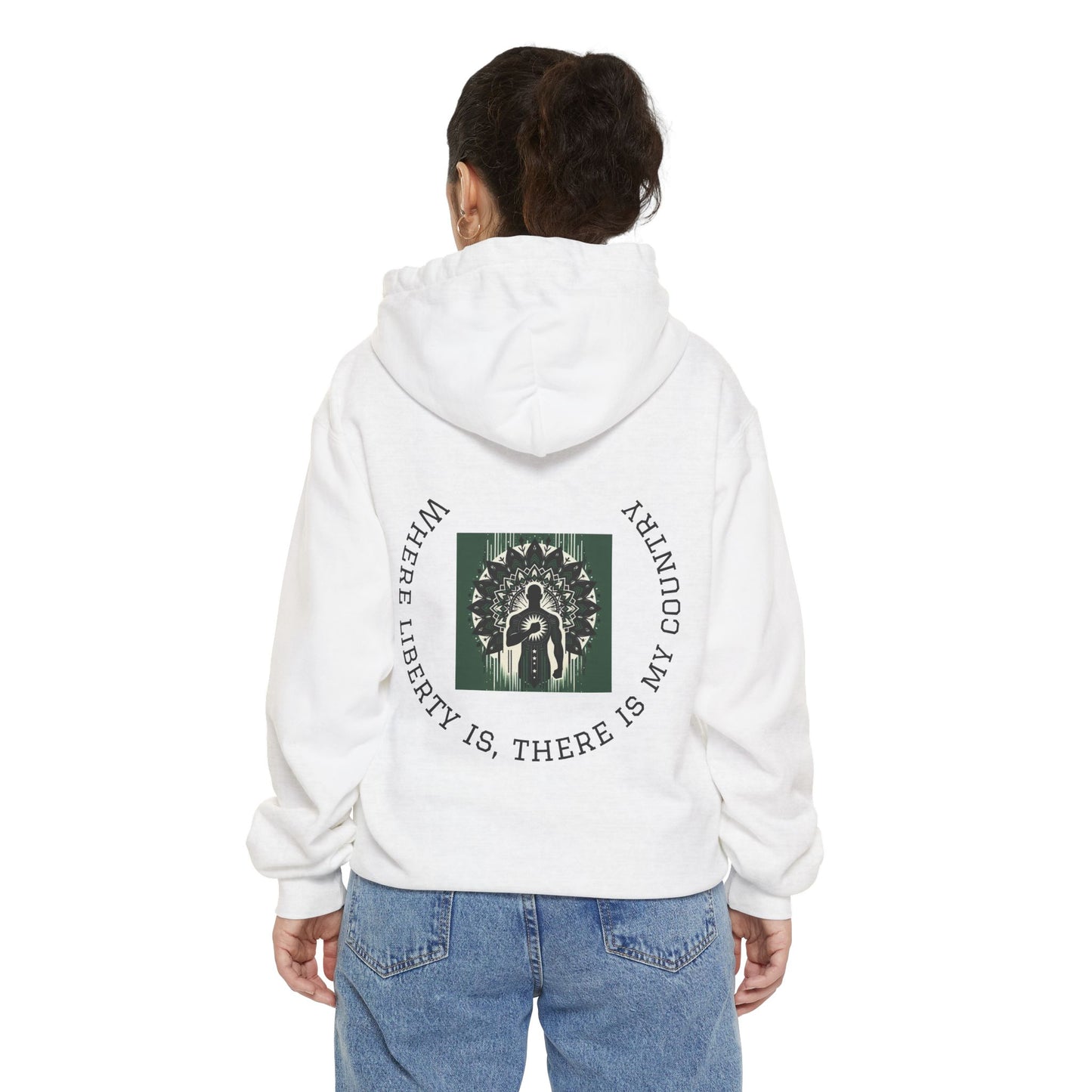 Patriotic Garment-Dyed Hoodie, Casual Sweatshirt, College Spirit Wear, Unisex Apparel, Comfortable Layering, Gift for Students