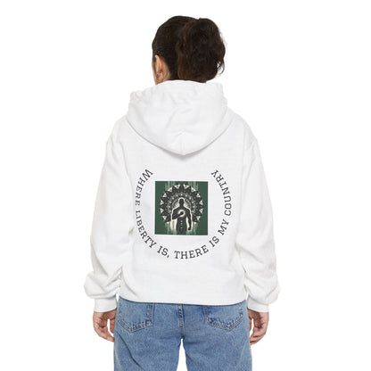 Patriotic Garment-Dyed Hoodie, Casual Sweatshirt, College Spirit Wear, Unisex Apparel, Comfortable Layering, Gift for Students
