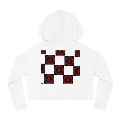 Chic Women's Cropped Hoodie with Abstract Red Design, Stylish Streetwear, Trendy Layering Piece, Perfect Gift for Her, Cozy Casual Wear