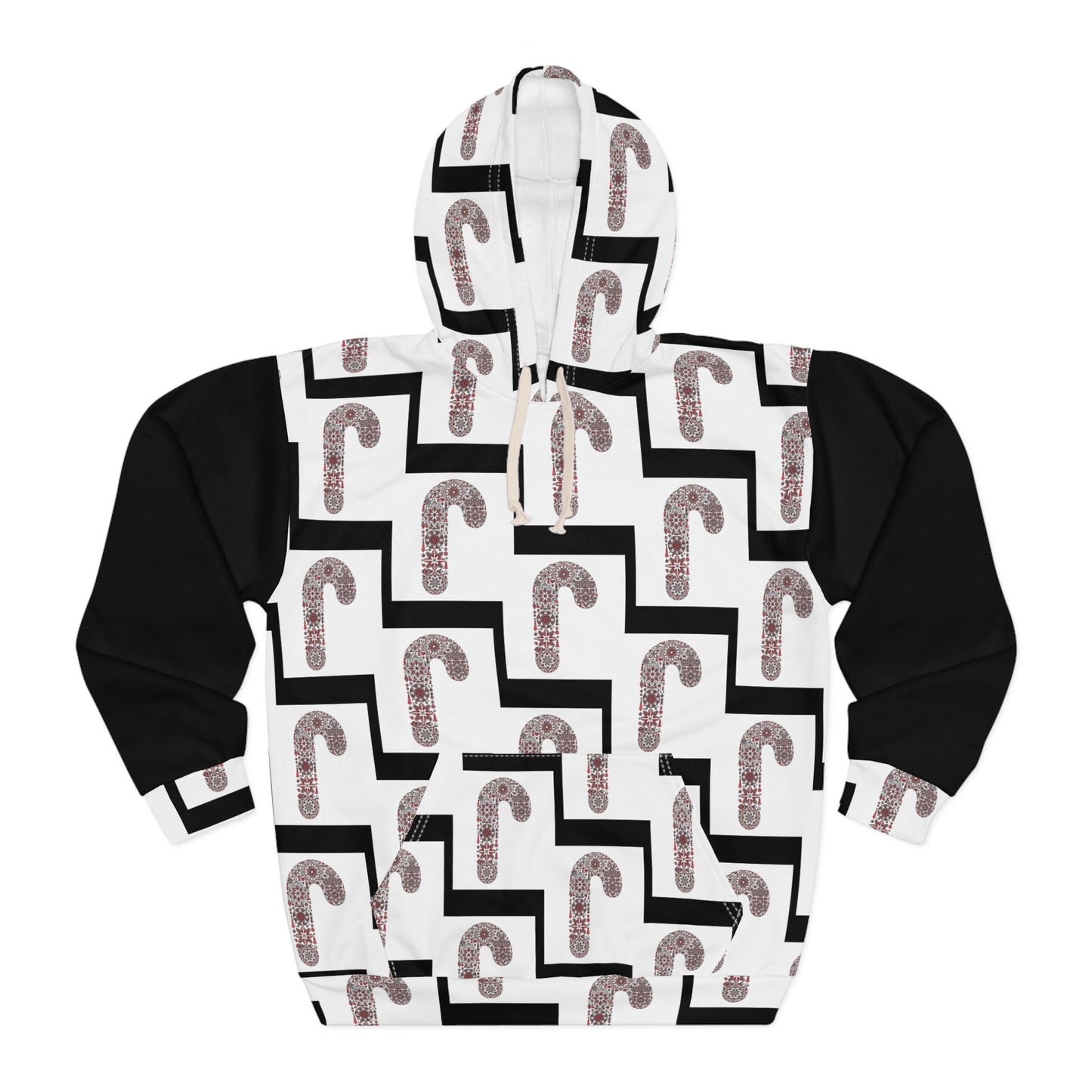 Candy Cane Pattern Unisex Pullover Hoodie, Christmas Gift, Holiday Apparel, Cozy Sweater, Festive Wear, Seasonal Style