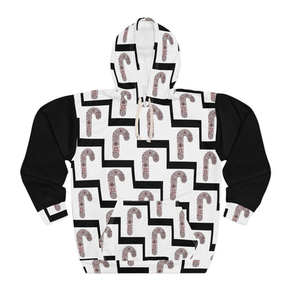 Candy Cane Pattern Unisex Pullover Hoodie, Christmas Gift, Holiday Apparel, Cozy Sweater, Festive Wear, Seasonal Style