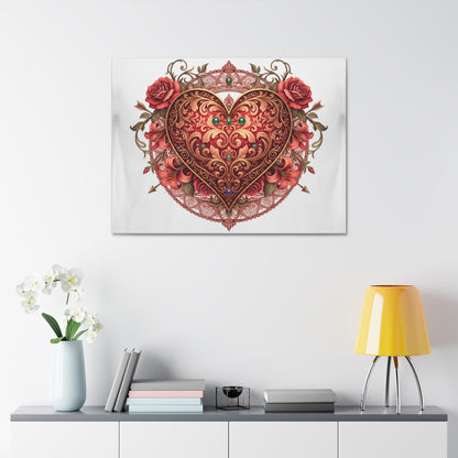 Mandala Heart Canvas Print — Spiritual 'Love' Wall Art, Stretched 1.5"