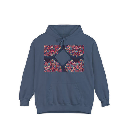 Garment-Dyed Mandala Hoodie - Cozy Floral Art Sweatshirt