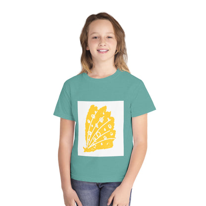 Sunny Leaf Youth Tee, Casual Summer T-Shirt, Nature Inspired Youth Shirt, Gifts for Kids, Eco-Friendly Apparel