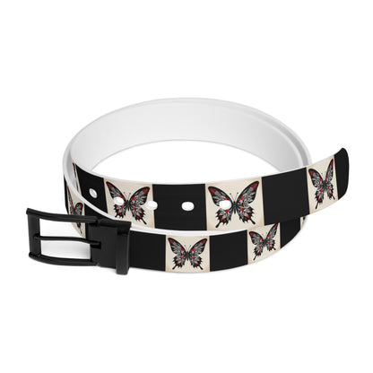Butterfly Print Belt, Stylish Fashion Accessory, Vegan Leather Adjustable Belt for Women, Unique Gift for Her, Boho Chic Style