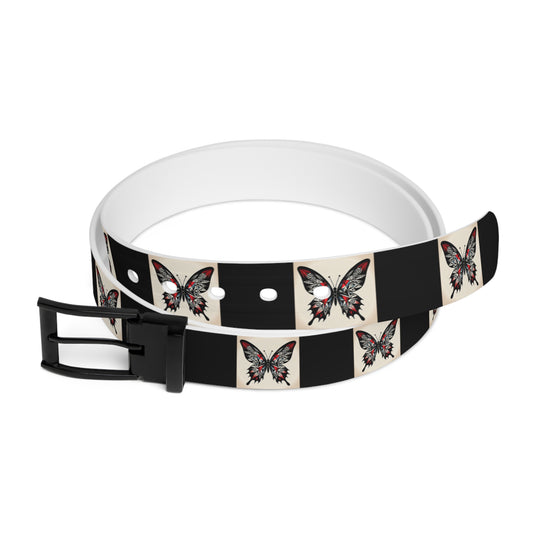 Butterfly Print Belt, Stylish Fashion Accessory, Vegan Leather Adjustable Belt for Women, Unique Gift for Her, Boho Chic Style