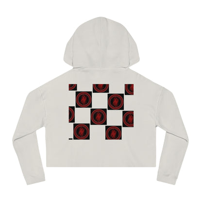 Chic Women's Cropped Hoodie with Abstract Red Design, Stylish Streetwear, Trendy Layering Piece, Perfect Gift for Her, Cozy Casual Wear
