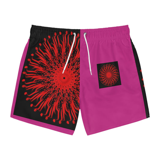 Vibrant Patterned Swim Trunks, Men's Beachwear, Summer Essentials, Pool Party Attire, Trendy Swimwear, Vacation Gear