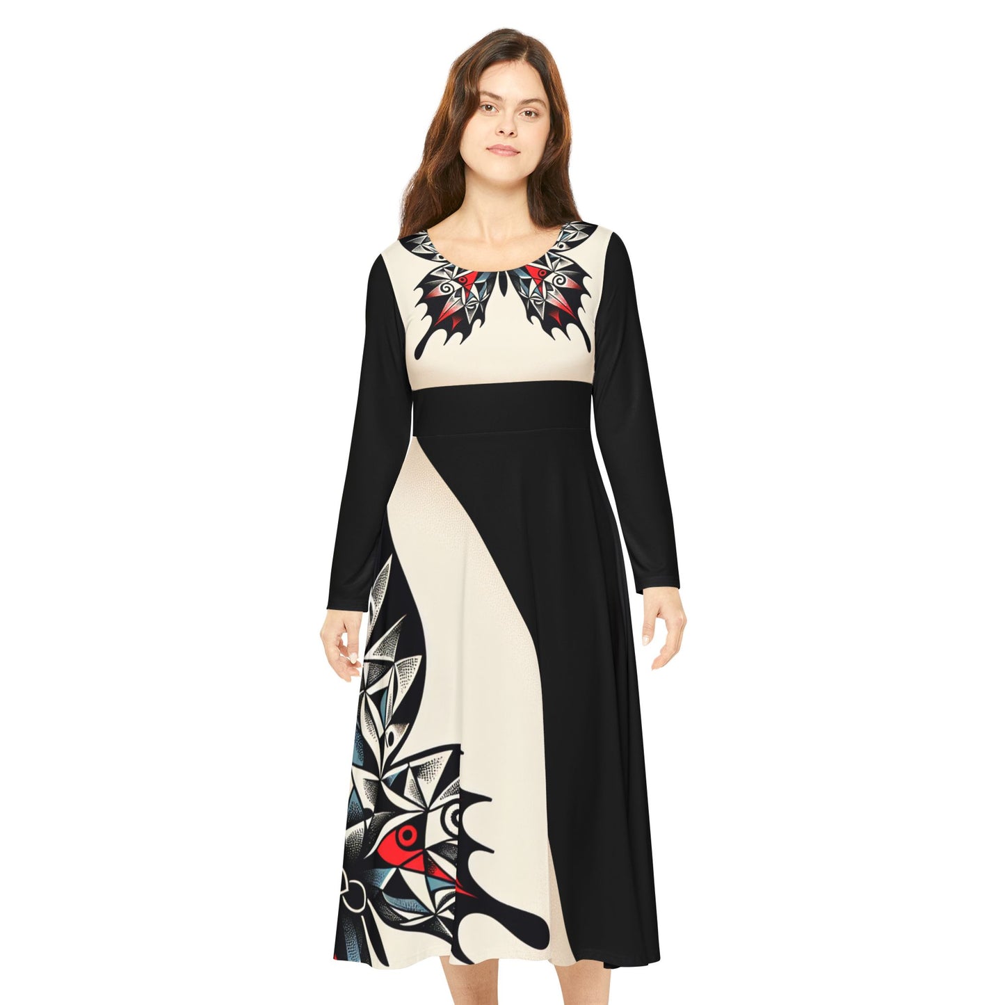 Elegant Women's Long Sleeve Dance Dress with Artistic Butterfly Design, Shabby Chic Dress, Vintage Style Outfit, Perfect for Dancers, [...]