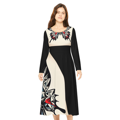 Elegant Women's Long Sleeve Dance Dress with Artistic Butterfly Design, Shabby Chic Dress, Vintage Style Outfit, Perfect for Dancers, [...]