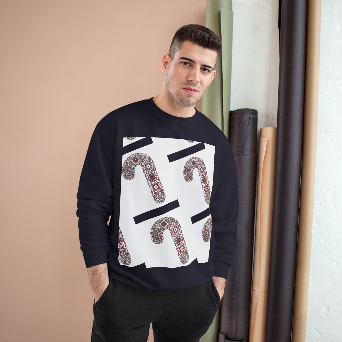 Candy Cane Champion Sweatshirt | Cozy Holiday Apparel, Christmas Sweater, Gift for Her, Winter Fashion, Festive Outfit