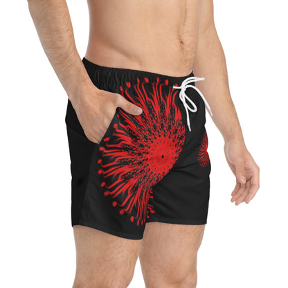 Vibrant Patterned Swim Trunks, Men's Beachwear, Summer Essentials, Pool Party Attire, Trendy Swimwear, Vacation Gear