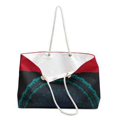 Red Symbolic Figures Weekender Bag | Travel Tote, Gym Bag, Beach Bag, Weekend Getaway, Stylish Carryall
