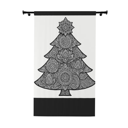 Holiday Curtain Panel — Red Mandala Christmas Tree Window Curtain