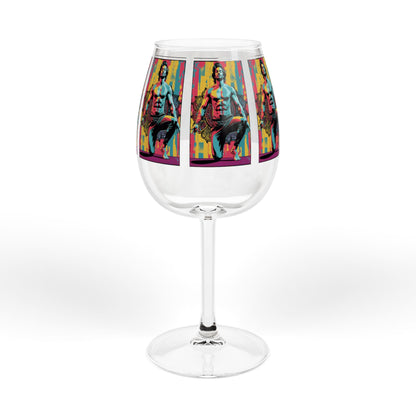 Vibrant Artistic Wine Glass, Unique Gift for Wine Lovers, Colorful 12oz Glassware, Fun Home Decor, Celebration Drinkware