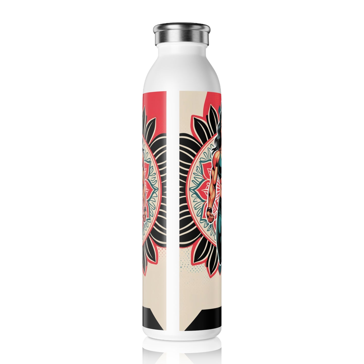 Vibrant Yoga Slim Water Bottle - Artistic Reusable Water Bottle, Eco-friendly Gift, Fitness Hydration, Art-inspired Flask, Colorful [...]