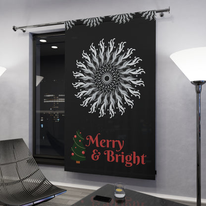 Holiday Curtain Panel — Red Mandala Christmas Tree Window Curtain