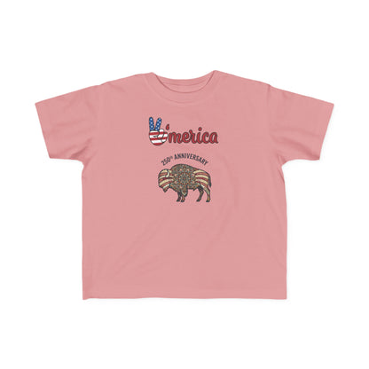 'Merica Bison Toddler Tee — Patriotic 4th of July Baby Shirt