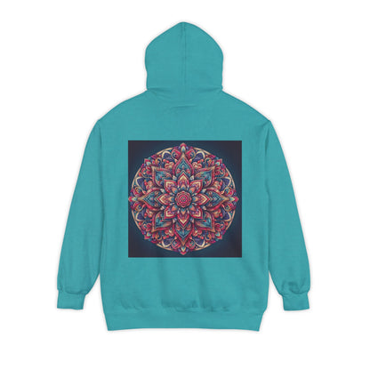 Garment-Dyed Mandala Hoodie - Cozy Floral Art Sweatshirt