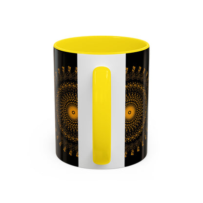 Mandala Pattern Accent Coffee Mug - 11oz & 15oz - Perfect Gift for Coffee Lovers