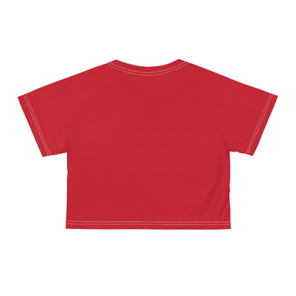 Christmas Tree Crop Tee — Red Holiday Graphic Top
