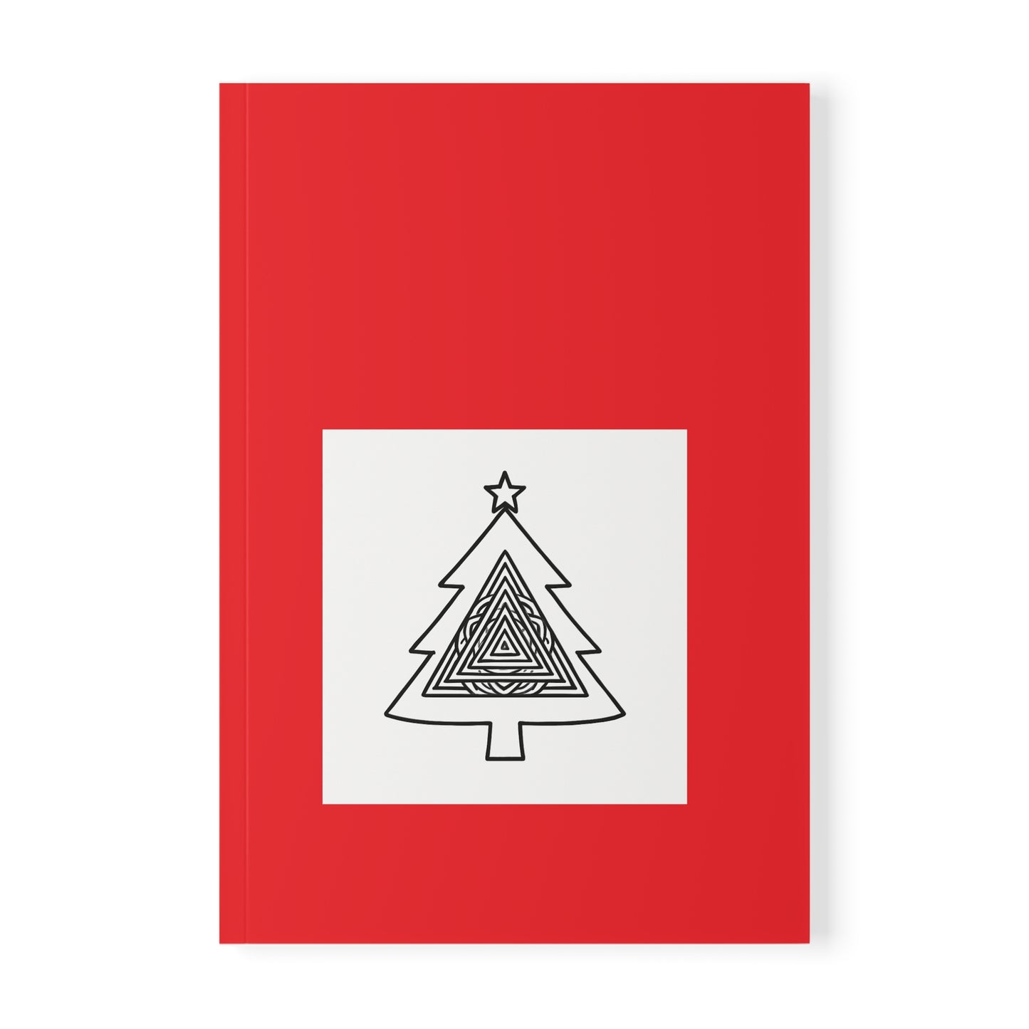 Christmas Tree Doodle A5 Notebook — Red Softcover Holiday Journal