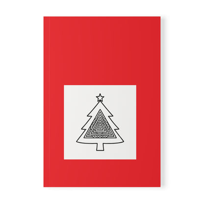 Christmas Tree Doodle A5 Notebook — Red Softcover Holiday Journal