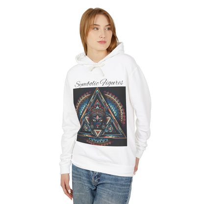 Vibrant Artistic Hoodie, Symbolic Figures Design, Lightweight Sweatshirt for Casual Wear, Unique Gift for Art Lovers, Cozy Unisex Clothing
