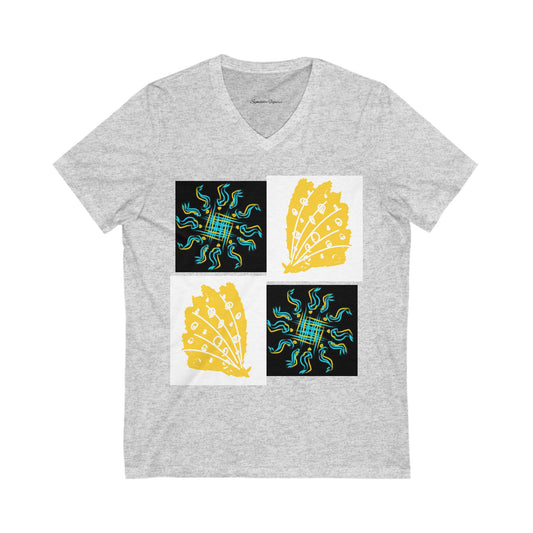 Colorful V-Neck Tee | Artistic T-Shirt, Unique Graphic Top, Casual Wear, Gift for Art Lovers, Summer Fashion