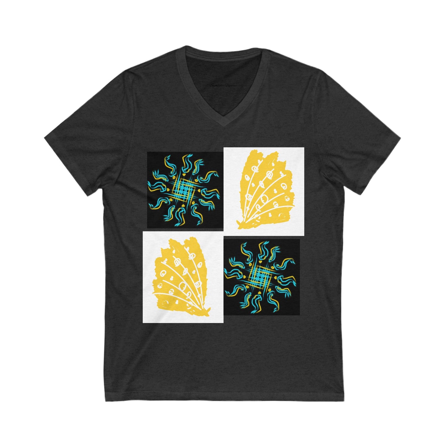 Colorful V-Neck Tee | Artistic T-Shirt, Unique Graphic Top, Casual Wear, Gift for Art Lovers, Summer Fashion