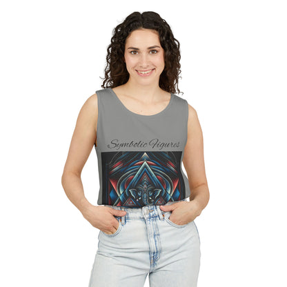 Symbolic Figures Unisex Garment-Dyed Tank Top, Boho Style Tee, Festival Wear, Yoga Shirt, Spiritual Gift