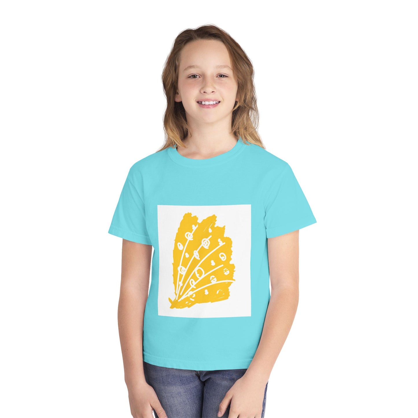Sunny Leaf Youth Tee, Casual Summer T-Shirt, Nature Inspired Youth Shirt, Gifts for Kids, Eco-Friendly Apparel