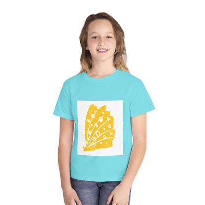 Sunny Leaf Youth Tee, Casual Summer T-Shirt, Nature Inspired Youth Shirt, Gifts for Kids, Eco-Friendly Apparel