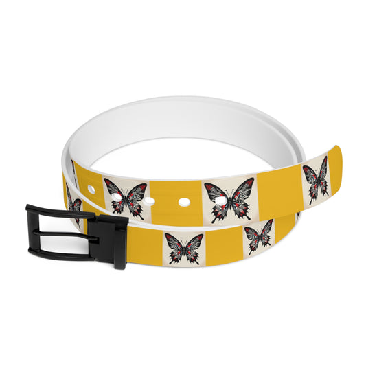Butterfly Print Belt, Stylish Fashion Accessory, Vegan Leather Adjustable Belt for Women, Unique Gift for Her, Boho Chic Style