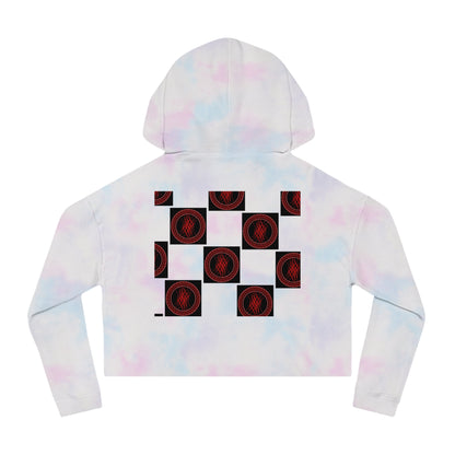 Chic Women's Cropped Hoodie with Abstract Red Design, Stylish Streetwear, Trendy Layering Piece, Perfect Gift for Her, Cozy Casual Wear