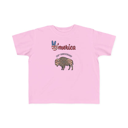 'Merica Bison Toddler Tee — Patriotic 4th of July Baby Shirt