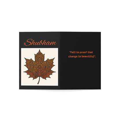 Autumn Mandala Maple Greeting Card — "Fall is proof that change is beautiful"