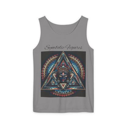 Symbolic Figures Unisex Tank Top - Bohemian Style Shirt, Sun & Moon Graphic Tee, Festival Wear, Meditation Apparel
