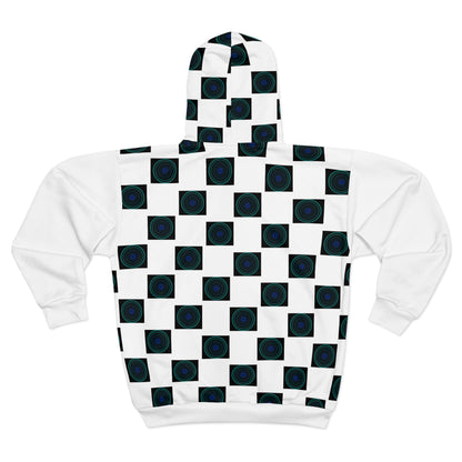 Geometric Print Unisex Zip Hoodie, Cozy Zip-Up Jacket, Stylish Layering Piece, Unique Patterned Hoodie, Perfect Gift for Men and Women