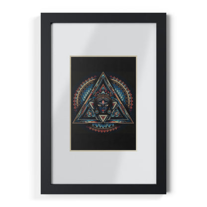 Framed Geometric Mandala Poster — Black Triangle Art Print