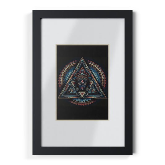 Framed Geometric Mandala Poster — Black Triangle Art Print