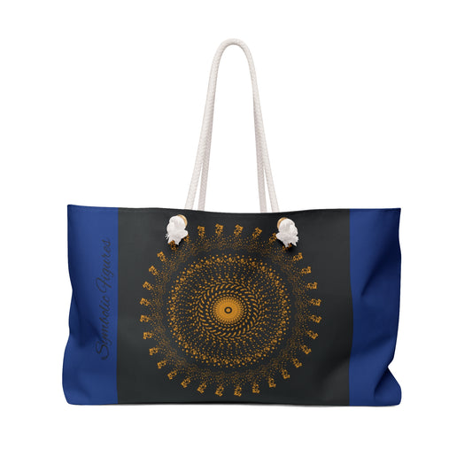 Blue Artistic Weekender Bag, Travel Tote, Weekend Getaway Bag, Unique Gym Bag, Stylish Beach Bag, Bohemian Handbag